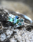 'Mini Spatter' Australian Green Sapphire Platinum Ring Ring Jason Ree Design