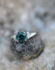 'Storm Swell' Australian Green Sapphire & Diamond Platinum Ring Ring Jason Ree Design