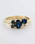 'Mini Spatter' Australian Blue Sapphire & Diamond Yellow Gold Ring Ring Jason Ree Design