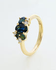 'Mini Spatter' Australian Blue Sapphire & Diamond Yellow Gold Ring Ring Jason Ree Design