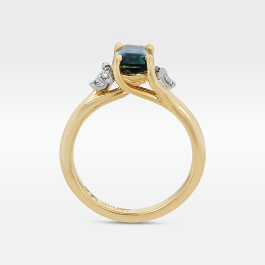‘Lily’ 1.51ct Green Australian Emerald-cut Sapphire & Diamond Ring Ring Jason Ree Design