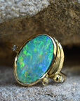 ‘Gumleaf’ 1.90ct Australian Crystal Opal 18ct Yellow Gold Ring Ring Jason Ree Design
