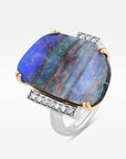 ‘Despina’ 9.2ct Australian Boulder Opal & Diamond Platinum Ring Ring JasonRee