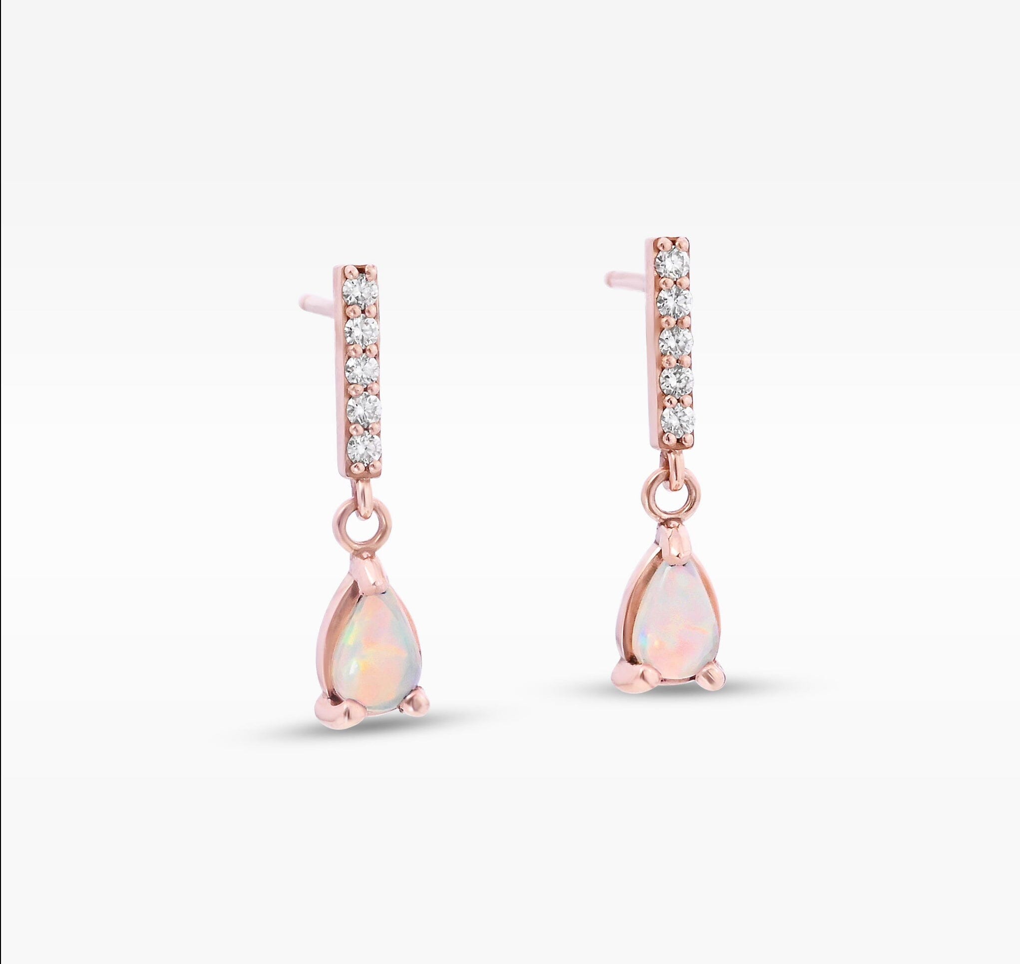 ‘Isabeau’ Crystal Opal & Diamond Rose Gold Earrings Earrings Jason Ree Design