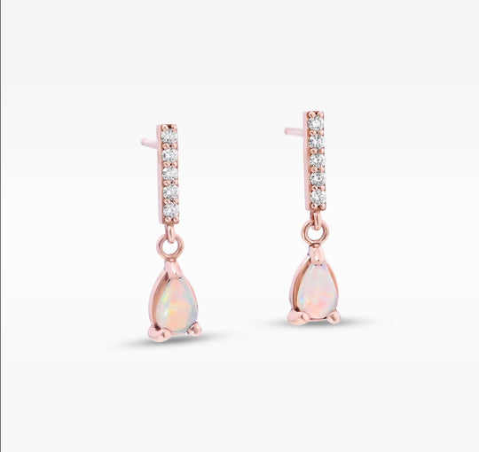 ‘Isabeau’ Crystal Opal & Diamond Rose Gold Earrings Earrings Jason Ree Design