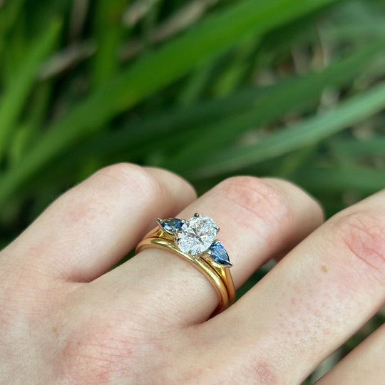 ‘Delta’ 1.22ct E VS1 Lab Grown Oval Diamond & Australian Sapphire Ring Ring Jason Ree Design