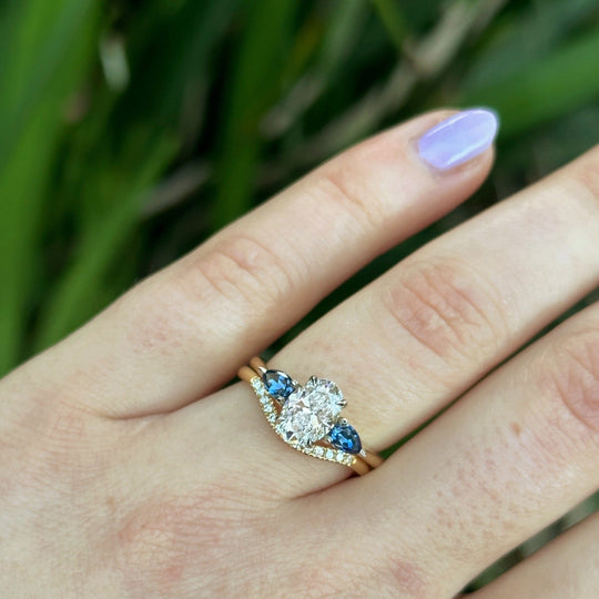 ‘Delta’ 1.22ct E VS1 Lab Grown Oval Diamond & Australian Sapphire Ring Ring Jason Ree Design