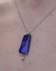 ‘Rhapsody’ 8.14ct Blue Violet Boulder Opal White Gold Necklace Necklace Jason Ree Design