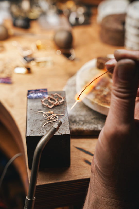 ‘Pinnacle’ Rose Quartz Yellow Gold Earrings Earrings Jason Ree Design