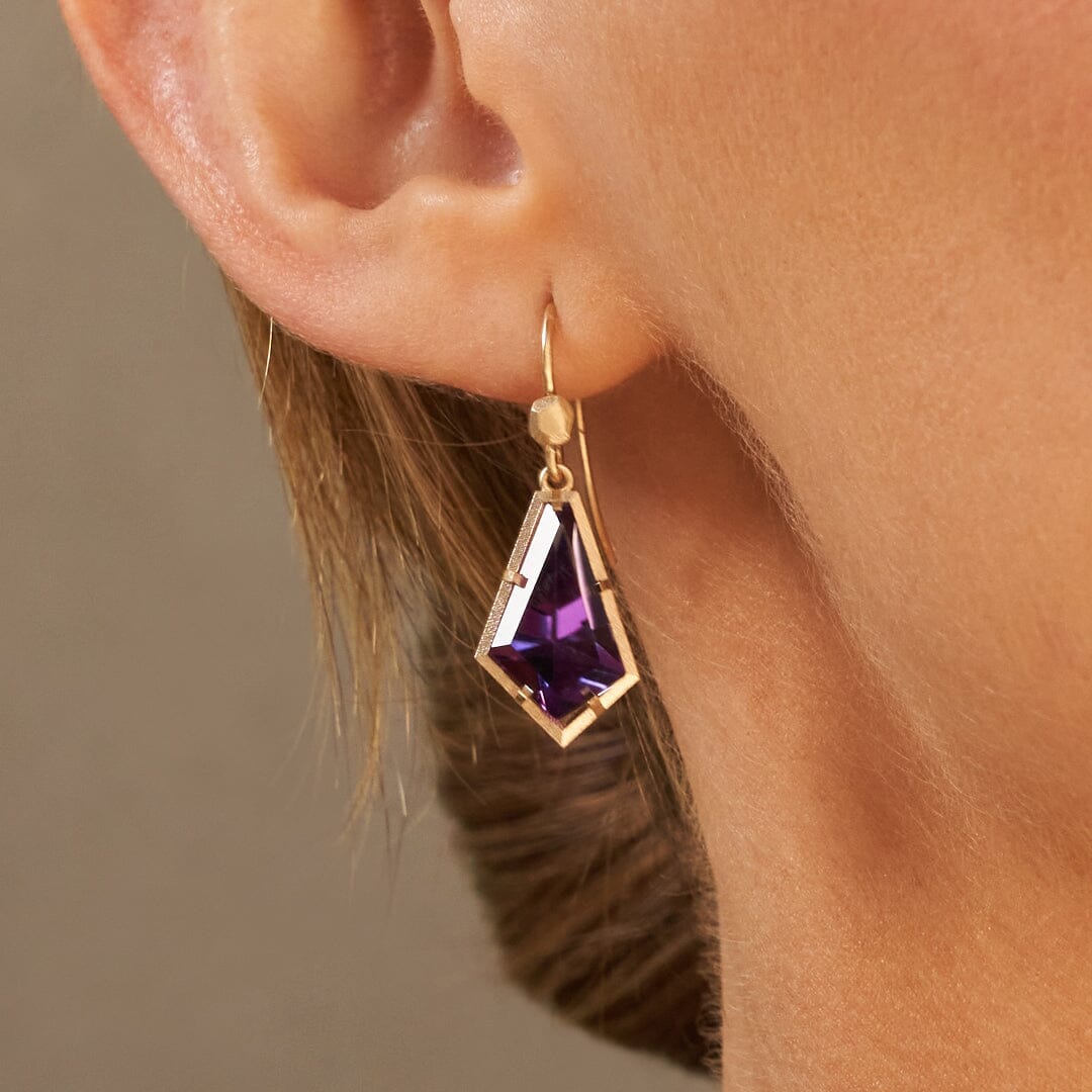 ‘Summit’ Amethyst Yellow Gold Earrings Earrings Jason Ree Design 