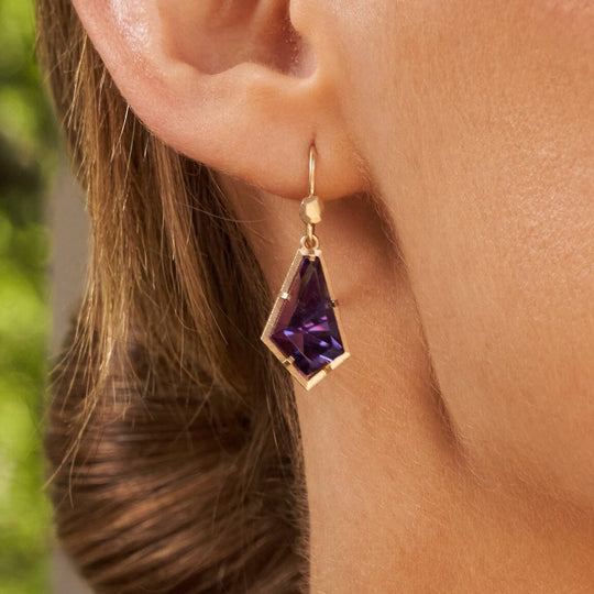 ‘Summit’ Amethyst Yellow Gold Earrings Earrings Jason Ree Design