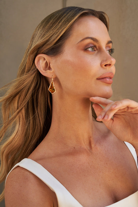 ‘Pinnacle’ Citrine Yellow Gold Earrings Earrings Jason Ree Design