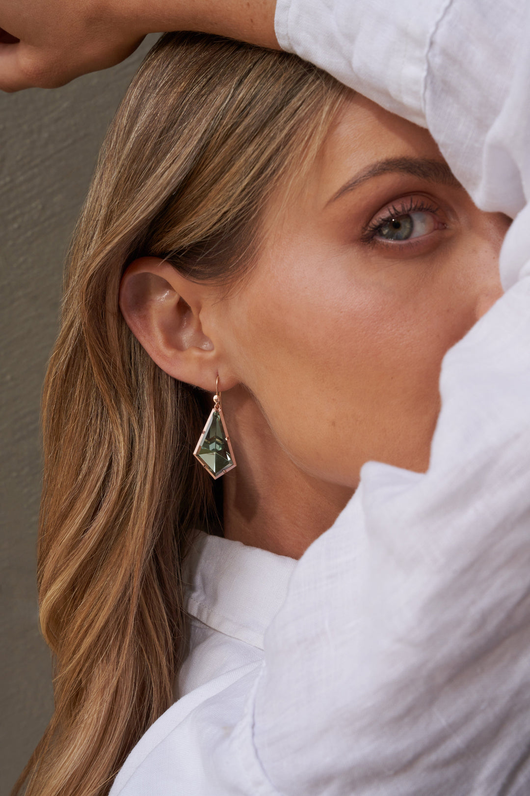 ‘Pinnacle’ Prasiolite Rose Gold earrings Earrings Jason Ree Design 