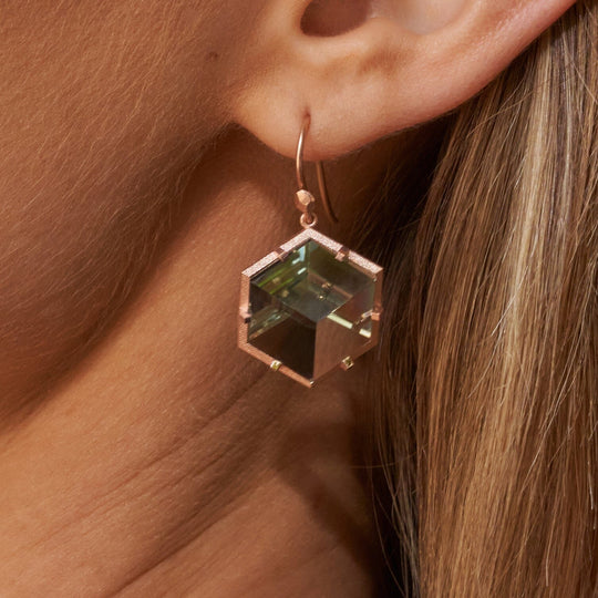 ‘Plateau’ Prasiolite Rose gold Earrings Earrings Jason Ree Design