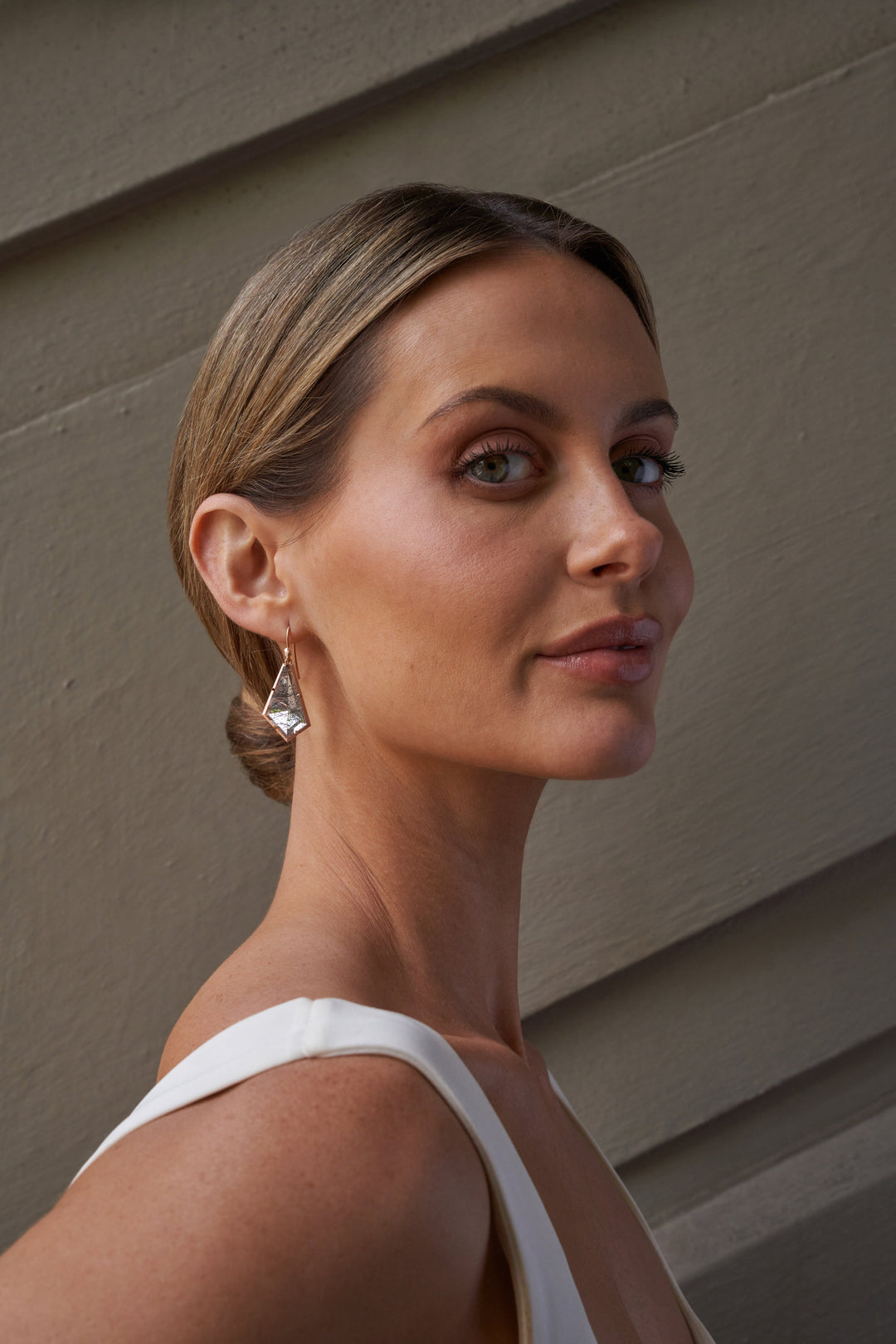 ‘Pinnacle’ Tourmaline in Quartz Rose Gold Earrings Earrings Jason Ree Design