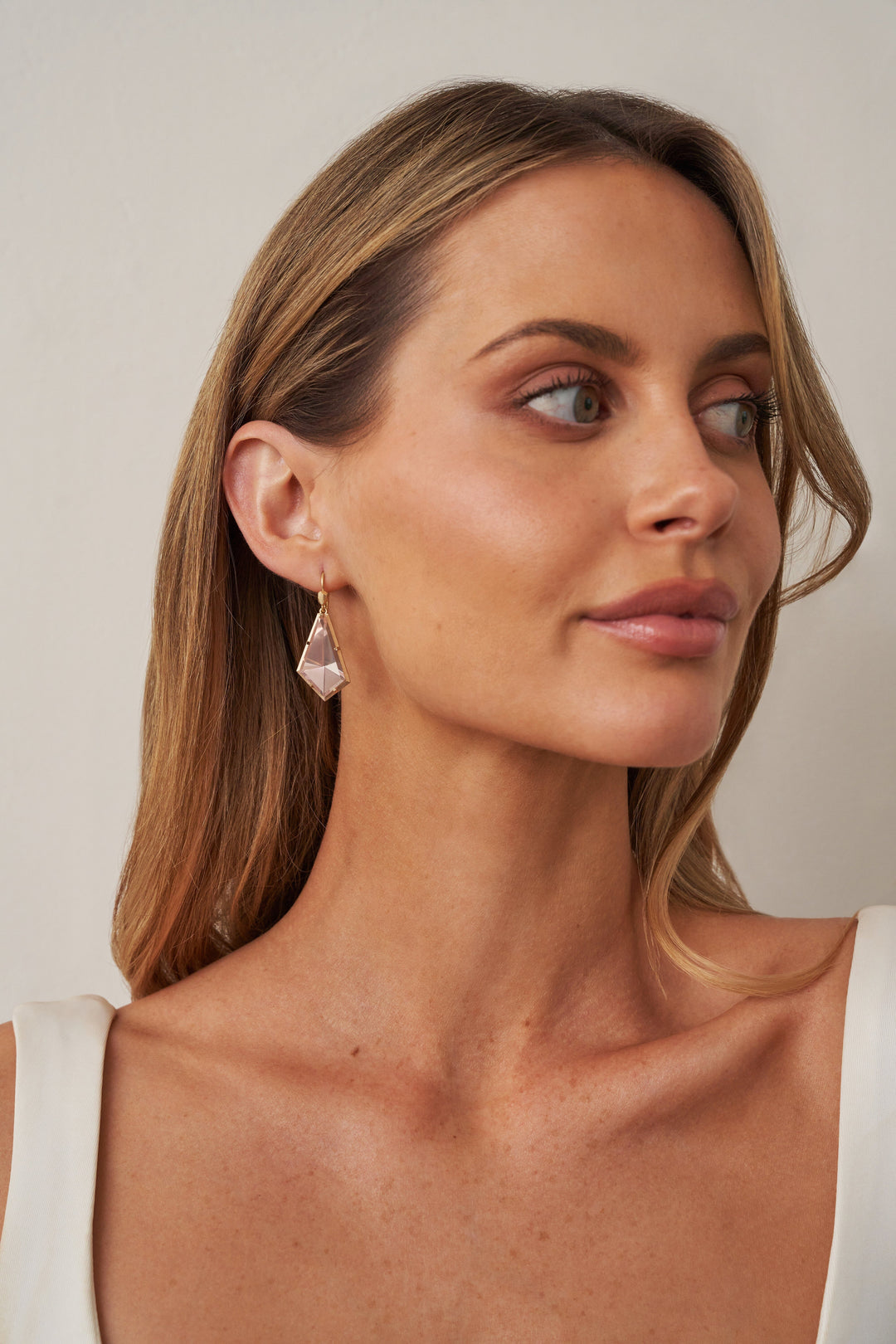 ‘Pinnacle’ Rose Quartz Yellow Gold Earrings Earrings Jason Ree Design