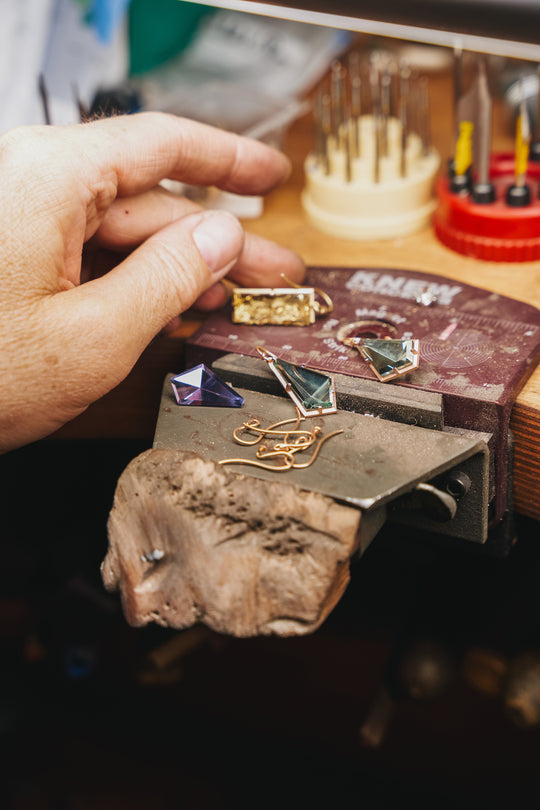 ‘Summit’ Prasiolite & Black Pearl White Gold Earrings Earrings Jason Ree Design