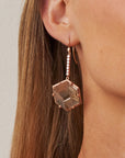 ‘Geode’ Rutilated Champagne Quartz & Diamond Drop Rose Gold Earrings