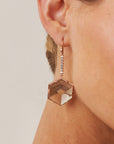 ‘Geode’ Rutilated Champagne Quartz & Diamond Drop Rose Gold Earrings