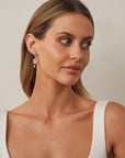 ‘Peak’ Rose Quartz & Pink Pearl Drop White Gold Earrings