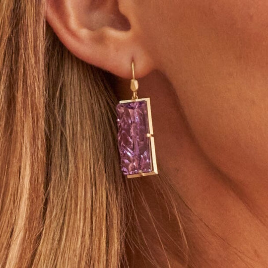 ‘Crevasse’ Yellow Gold Amethyst Earrings Earrings Jason Ree Design