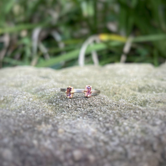 "Mosaic" Pink Purple Sapphire Duo Stacking Ring | White Gold Ring JasonRee