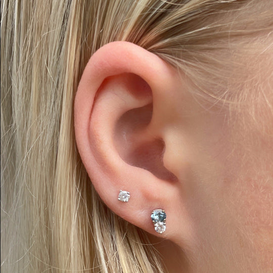 ‘Zoya’ Aquamarine & Diamond White Gold earrings