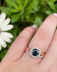 ‘Zipporah’ 1.30ct Teal Australian Sapphire Halo Ring Ring Jason Ree Design