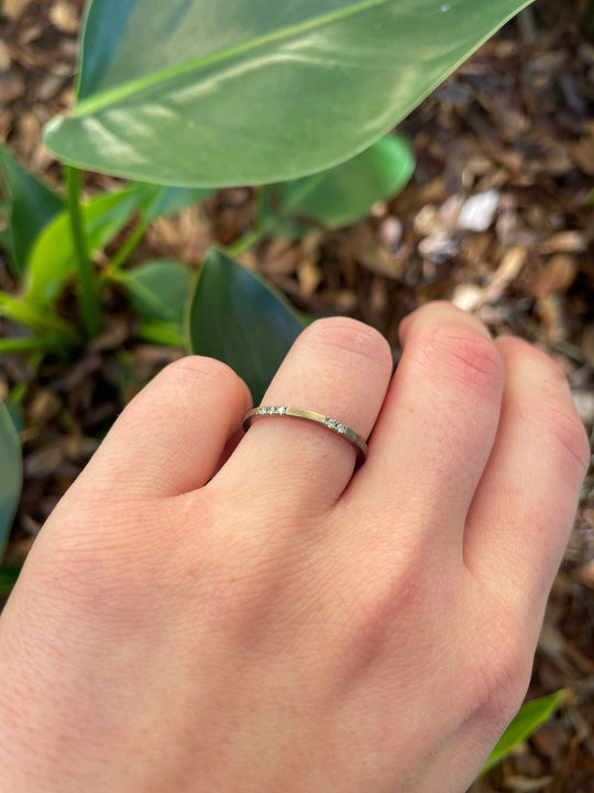 "Mosaic" Diamond Stacking Ring White Gold | 5 Diamonds Ring JasonRee
