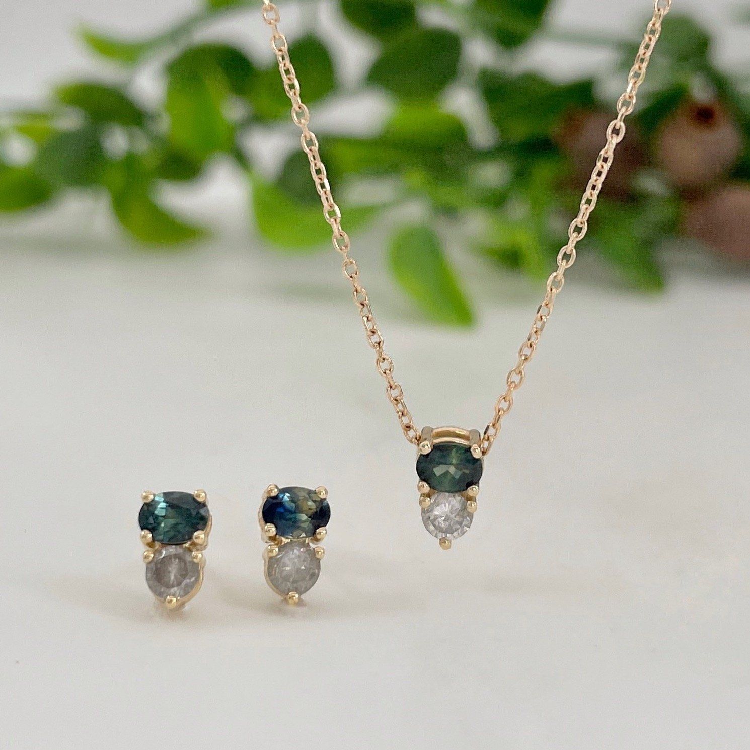 ‘Zoya’ Australian sapphire & salty diamond earring / necklace set Earrings Jason Ree Design