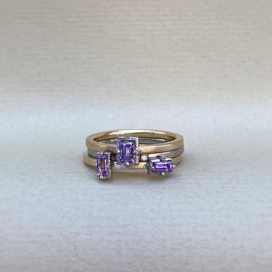 "Mosaic" Purple Pink Pastel Sapphire Stacking Ring Ring JasonRee