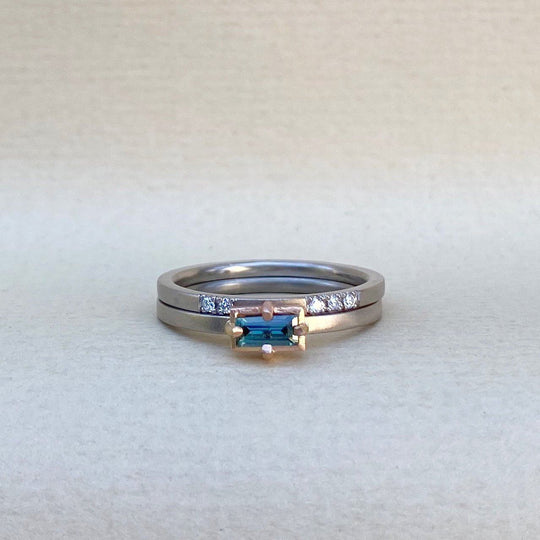 "Mosaic" Diamond Stacking Ring White Gold | 5 Diamonds Ring JasonRee