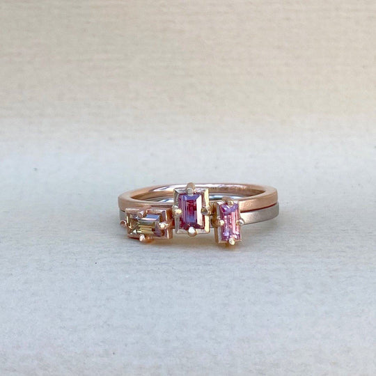 "Mosaic" Yellow and Pink Sapphire Stacking Ring Ring JasonRee