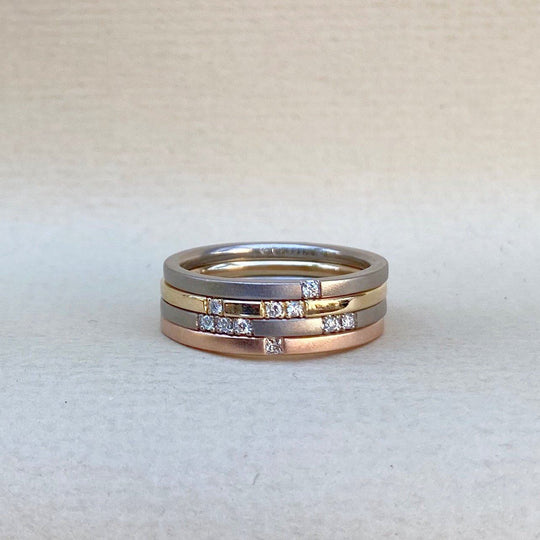 "Mosaic" Diamond Stacking Ring White Gold | 1 Diamond Ring JasonRee