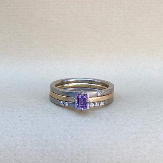"Mosaic" Diamond Stacking Ring White Gold | 5 Diamonds Ring JasonRee