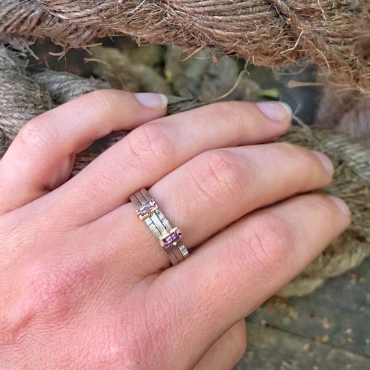 "Mosaic" Pink and Purple Sapphire Stacking Ring Ring JasonRee