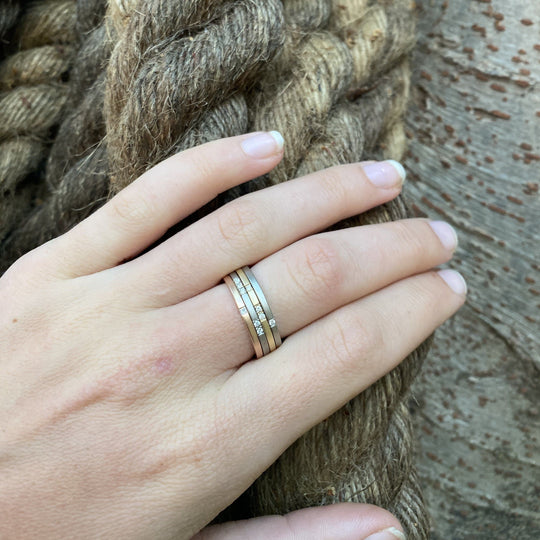 "Mosaic" Diamond Stacking Ring White Gold | 5 Diamonds Ring JasonRee