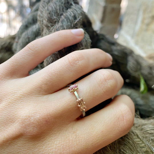 "Mosaic" Yellow and Pink Sapphire Stacking Ring Ring JasonRee