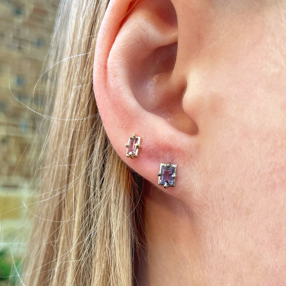 "Mosaic" Purple Sapphire and White Gold Stud Earrings Earrings JasonRee