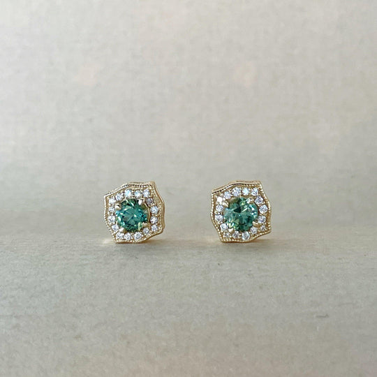 Yellow Gold & Green Sapphire Earring Earrings Jason Ree Design