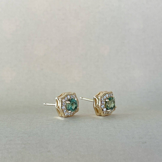 Yellow Gold & Green Sapphire Earring Earrings Jason Ree Design