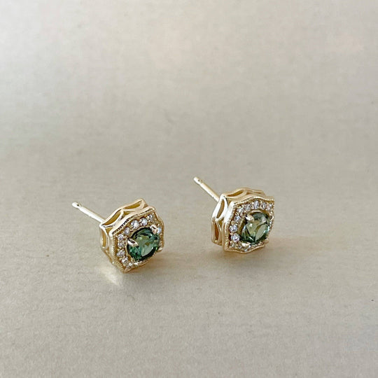 Yellow Gold & Green Sapphire Earring Earrings Jason Ree Design