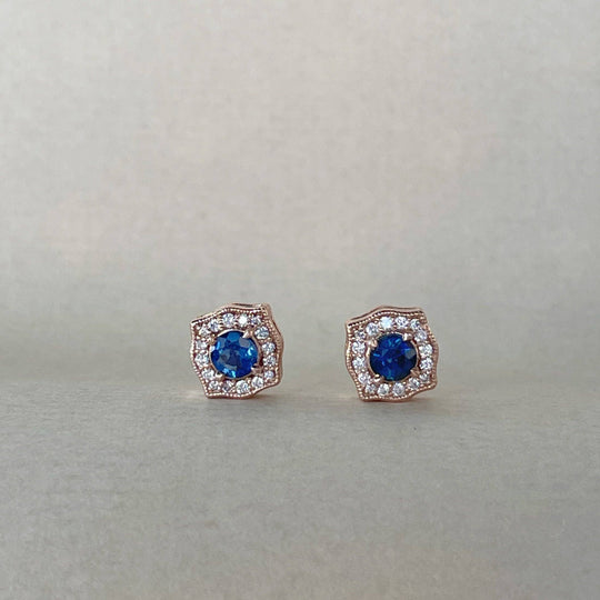 Rose Gold & Blue Sapphire Earring Earrings Jason Ree Design