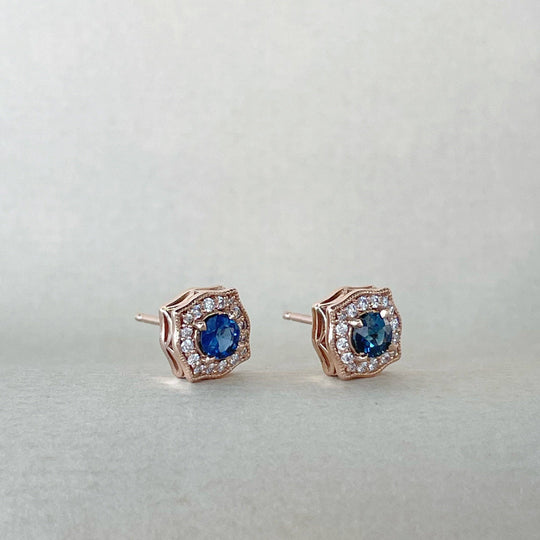Rose Gold & Blue Sapphire Earring Earrings Jason Ree Design