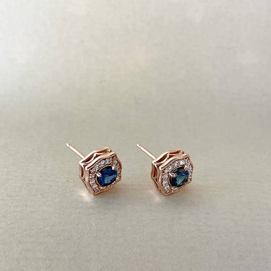 Rose Gold & Blue Sapphire Earring Earrings Jason Ree Design
