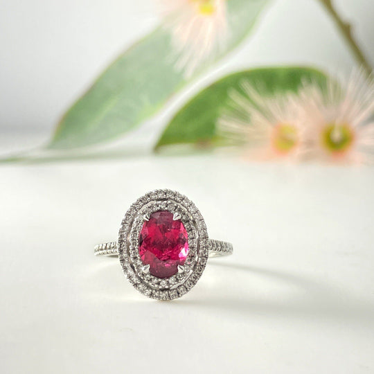 "Maraschino" 2.46ct Tourmaline & Diamond Ring