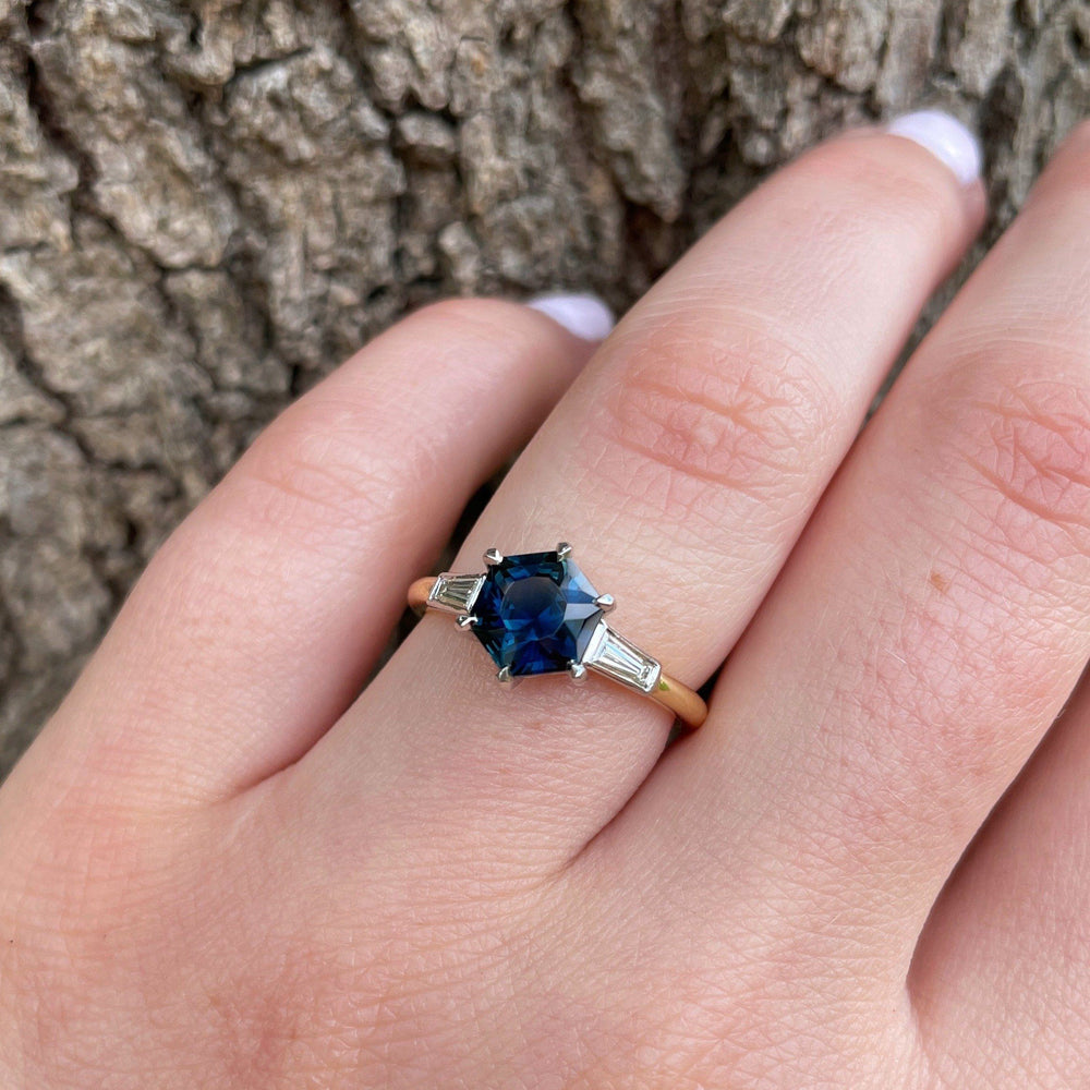 ‘Beatrix’ Australian 1.81ct Hex Sapphire & diamond ring Jason Ree Design