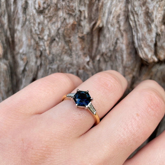 ‘Beatrix’ Australian 1.81ct Hex Sapphire & diamond ring Jason Ree Design