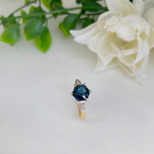 ‘Beatrix’ Australian 1.81ct Hex Sapphire & diamond ring Jason Ree Design