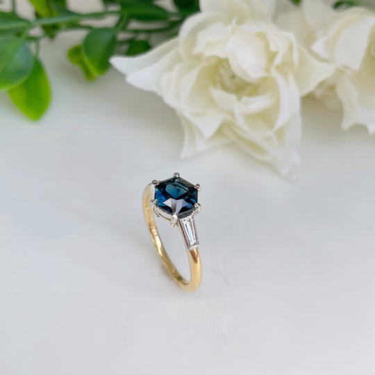 ‘Beatrix’ Australian 1.81ct Hex Sapphire & diamond ring Jason Ree Design